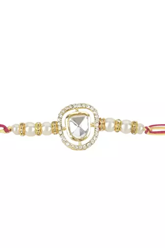 rakshabhandhan special kundan stone rakhi with roli chawal for bhaiya/brother/mens
