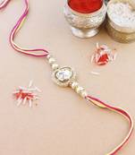 rakshabhandhan special kundan stone rakhi with roli chawal for bhaiya/brother/mens 