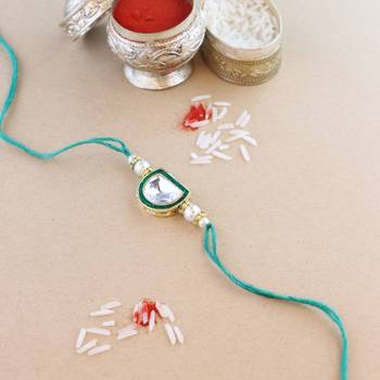 rakshabhandhan special kundan stone rakhi with roli chawal for bhaiya/brother/mens  1