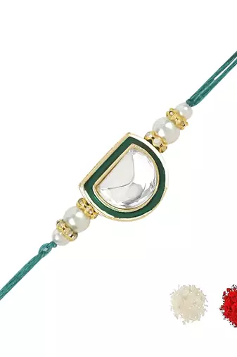rakshabhandhan special kundan stone rakhi with roli chawal for bhaiya/brother/mens 