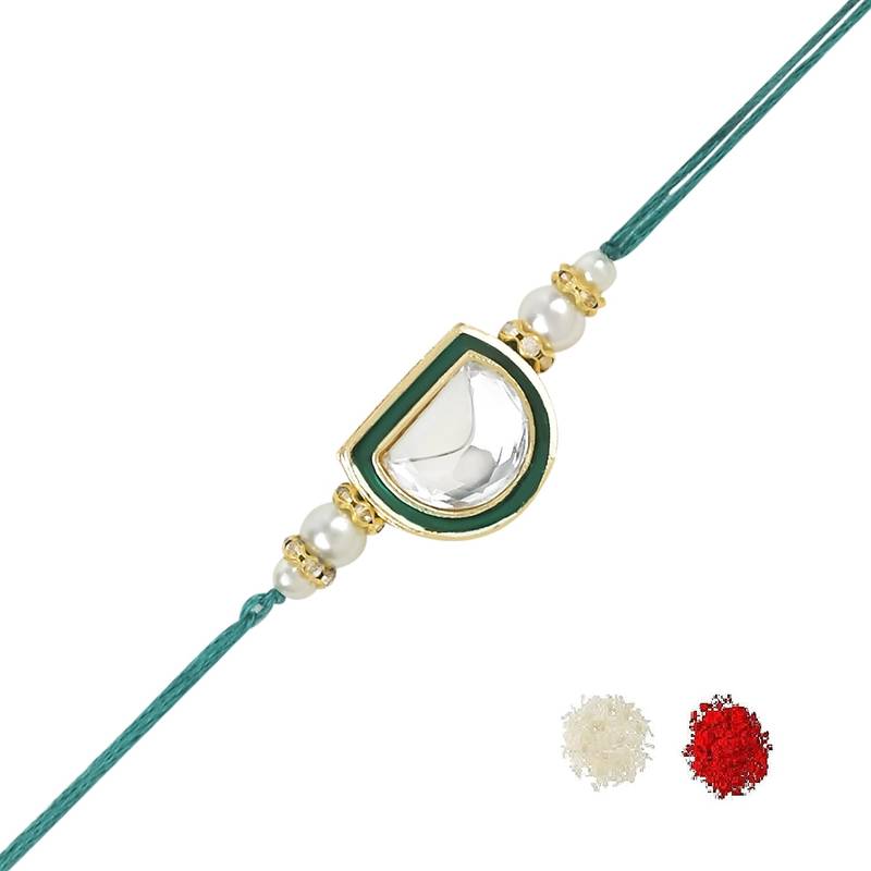 rakshabhandhan special kundan stone rakhi with roli chawal for bhaiya/brother/mens 