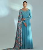 Blue georgette anarkali set