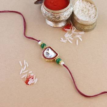 rakshabhandhan special kundan stone rakhi with roli chawal for bhaiya/brother/mens 1