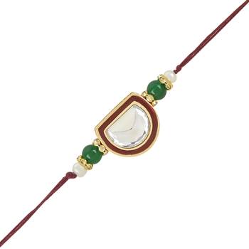 rakshabhandhan special kundan stone rakhi with roli chawal for bhaiya/brother/mens 2