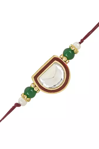 rakshabhandhan special kundan stone rakhi with roli chawal for bhaiya/brother/mens