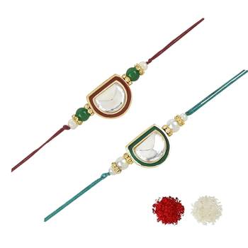 rakshabhandhan special kundan stone rakhi with roli chawal for bhaiya/brother/mens  1