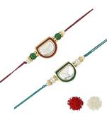 rakshabhandhan special kundan stone rakhi with roli chawal for bhaiya/brother/mens
