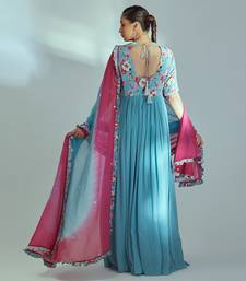 Blue and pink georgette anarkali set