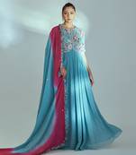 Blue and pink georgette anarkali set