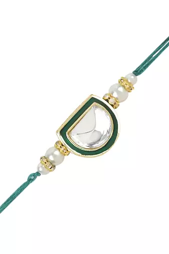 rakshabhandhan special kundan stone rakhi with roli chawal for bhaiya/brother/mens 
