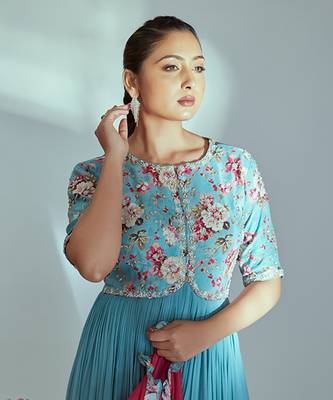 Blue and pink georgette anarkali set 4