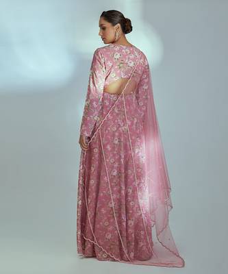 Pink georgette anarkali set 2