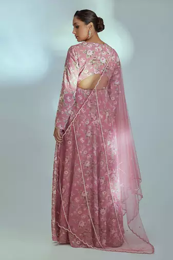 Pink georgette anarkali set