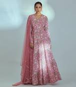 Pink georgette anarkali set