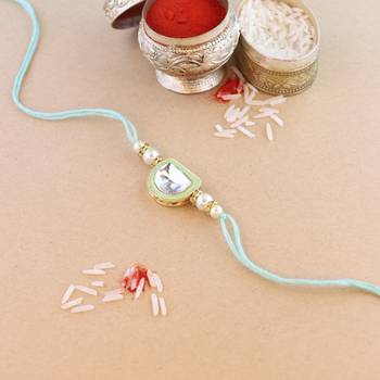rakshabhandhan special kundan stone rakhi with roli chawal for bhaiya/brother/mens 1