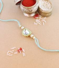 rakshabhandhan special kundan stone rakhi with roli chawal for bhaiya/brother/mens