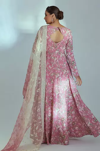 Pink georgette anarkali set
