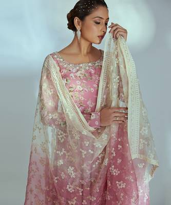 Pink georgette anarkali set 3