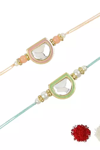 rakshabhandhan special kundan stone rakhi with roli chawal for bhaiya/brother/mens 