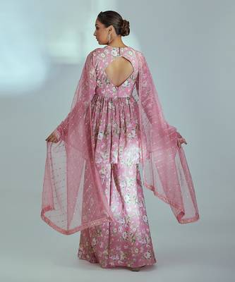 Pink georgette sharara set 2