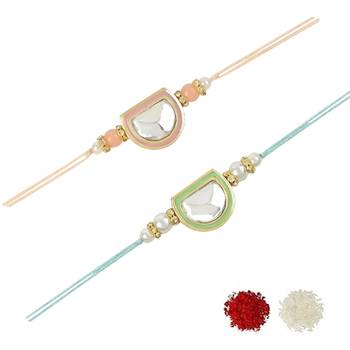 rakshabhandhan special kundan stone rakhi with roli chawal for bhaiya/brother/mens  2
