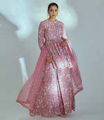 Pink georgette sharara set