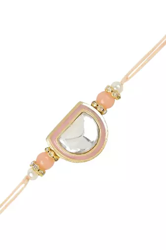 rakshabhandhan special kundan stone rakhi with roli chawal for bhaiya/brother/mens 