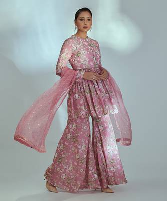 Pink georgette sharara set 3