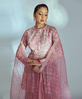 Pink georgette sharara set 4