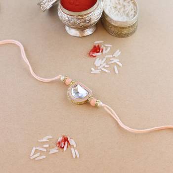rakshabhandhan special kundan stone rakhi with roli chawal for bhaiya/brother/mens  1