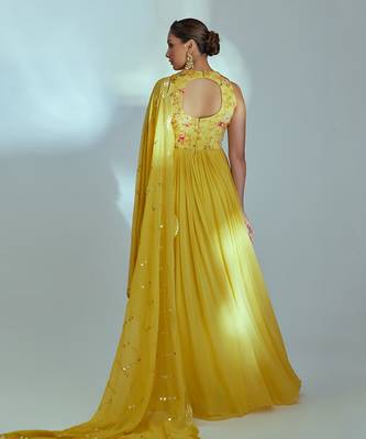Yellow georgette anarkali set 2