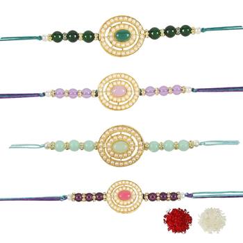 rakshabhandhan special kundan stone rakhi with roli chawal for bhaiya/brother/mens  1