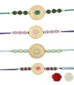 rakshabhandhan special kundan stone rakhi with roli chawal for bhaiya/brother/mens