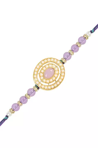 rakshabhandhan special kundan stone rakhi with roli chawal for bhaiya/brother/mens 