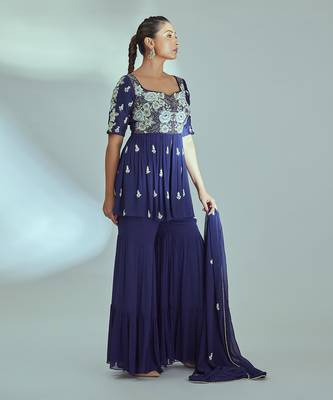 Burgendy georgette sharara set 2
