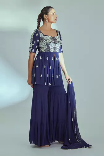Burgendy georgette sharara set