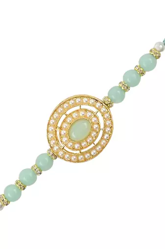 rakshabhandhan special kundan stone rakhi with roli chawal for bhaiya/brother/mens 