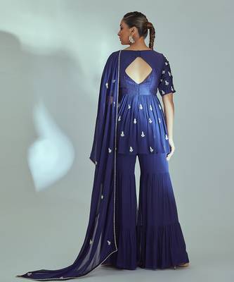 Burgendy georgette sharara set 4