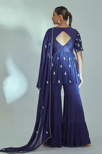 Burgendy georgette sharara set