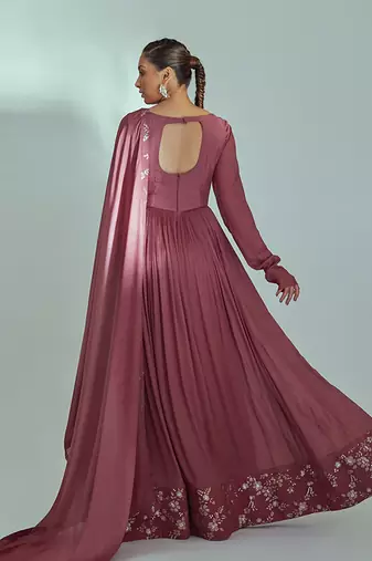Mauve georgette anarkali set