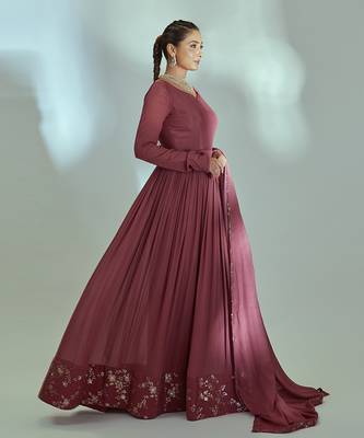 Mauve georgette anarkali set 3
