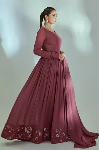 Mauve georgette anarkali set