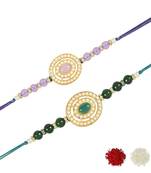 rakshabhandhan special kundan stone rakhi with roli chawal for bhaiya/brother/mens 