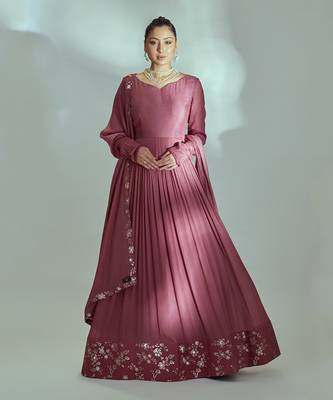 Mauve georgette anarkali set 1