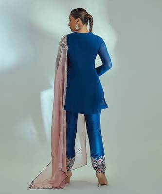 Blue and pink georgette anarkali set 2