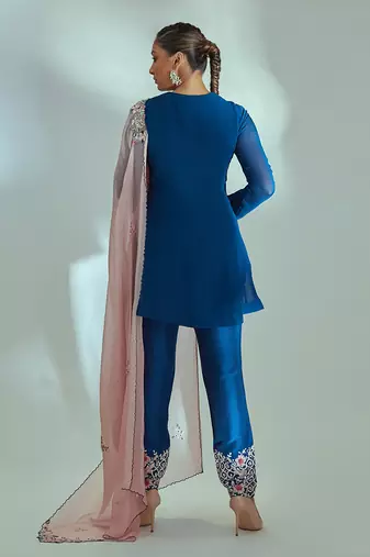 Blue and pink georgette anarkali set