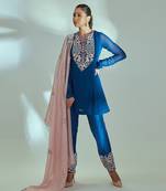 Blue and pink georgette anarkali set