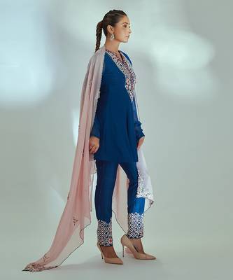 Blue and pink georgette anarkali set 3