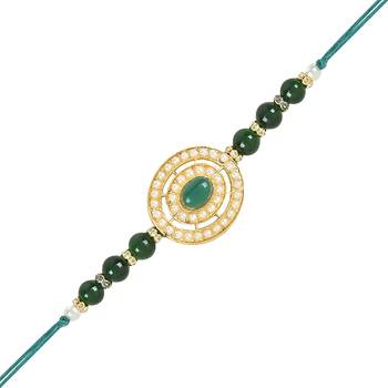 rakshabhandhan special kundan stone rakhi with roli chawal for bhaiya/brother/mens  4