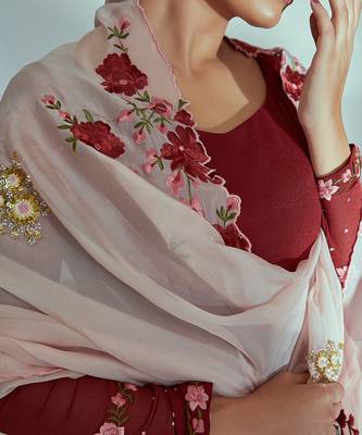 Maroon and pink georgette crepe anarkali set 4